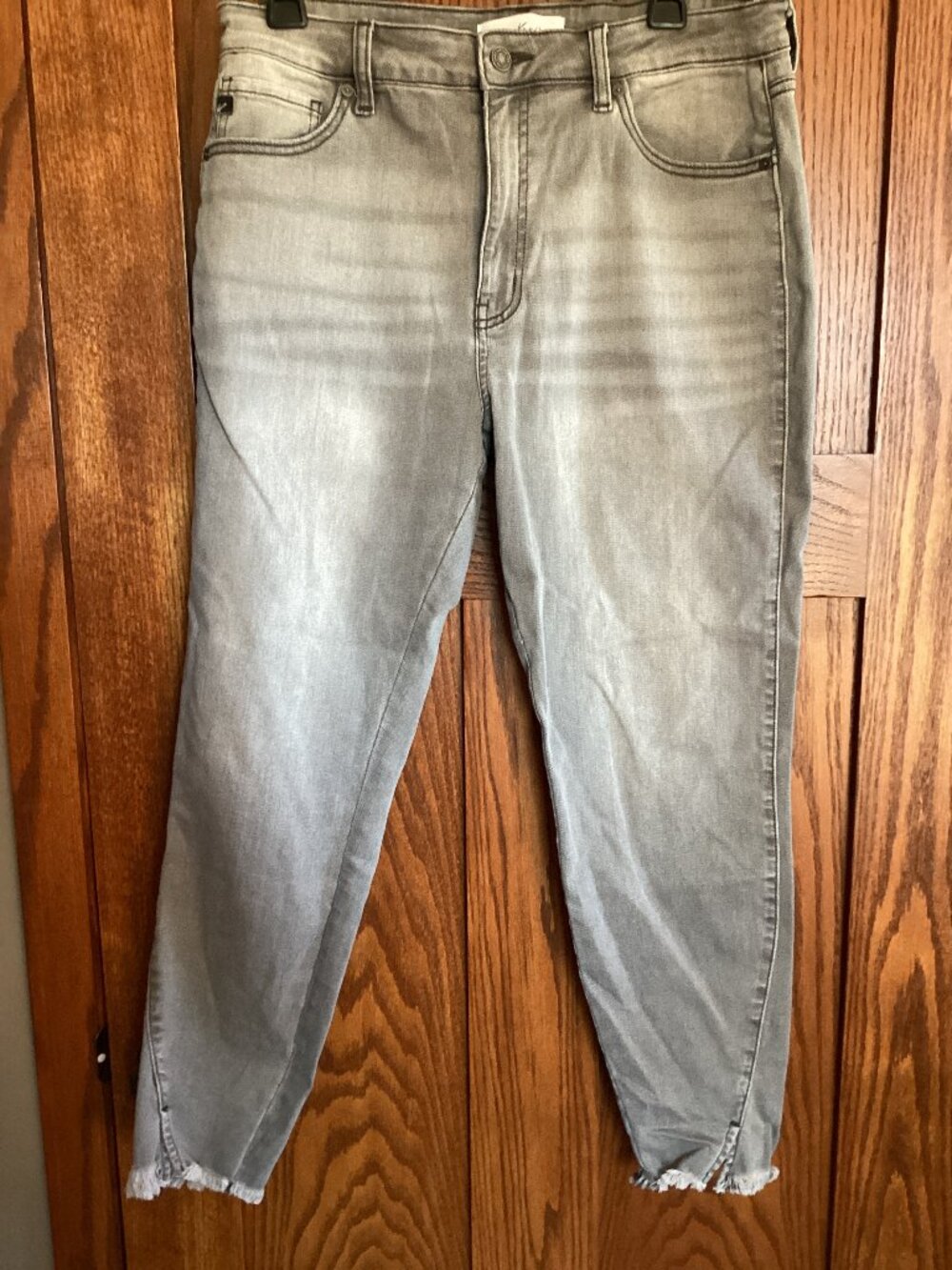 KanCan Gray Womens Jeans 15 Mini-ankle slit raw hem